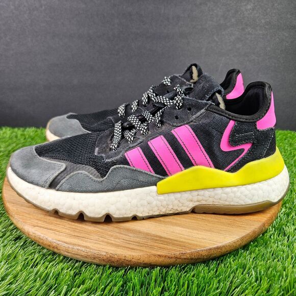 Adidas Originals Nite Jogger Shoes Core Black/Pink/Gum EG2955 Shoes Mens 9.5